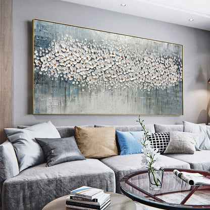 Abstract Textured Cherry Blossom Floral Wall Art – 3D Cherry Blossom