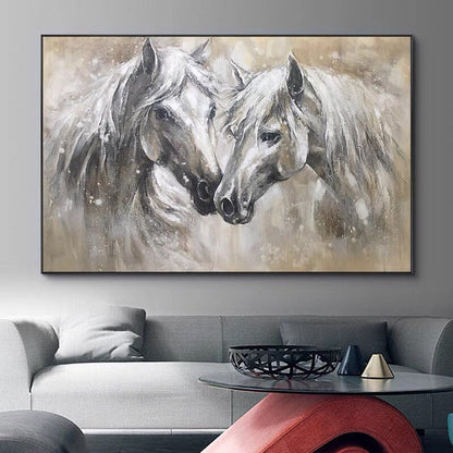 Abstract Horse Oil Painting – Large Animal Wall Art – Abstract Animal Art