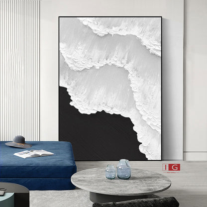 Black & White Abstract 3D Textured Painting – Minimalist Wall Art – Abstract Painting