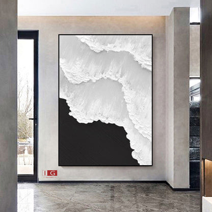 Black & White Abstract 3D Textured Painting – Minimalist Wall Art – Abstract Painting