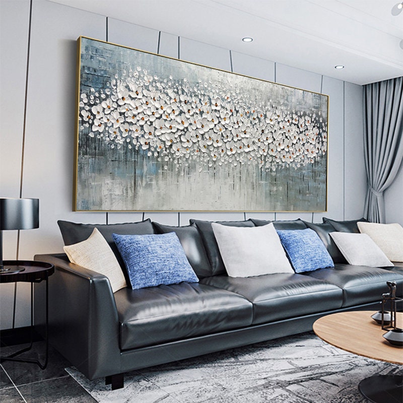 3D Cherry Blossom – Cherry Blossom Floral Wall Art | Abstract Textured Oil Painting, view 5