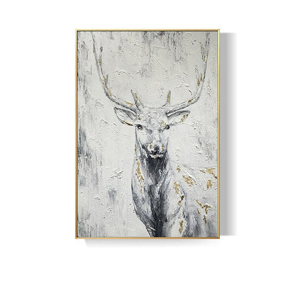 Large Abstract Deer Oil Painting on Canvas, Original Hand-painted Stag Canvas Wall Art, Modern Animal Painting for Living Room,bedroom Décor
