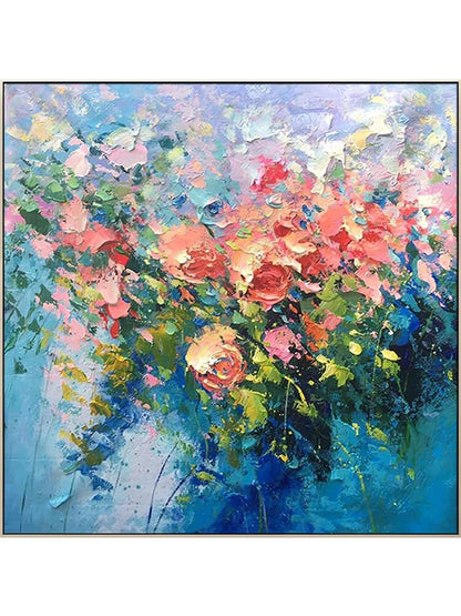 Original Roses Painting on Canvas, Impressionist Flowers Painting, Large Colorful Floral Wall Art, Modern Living Room Wall Art,Bedroom Decor