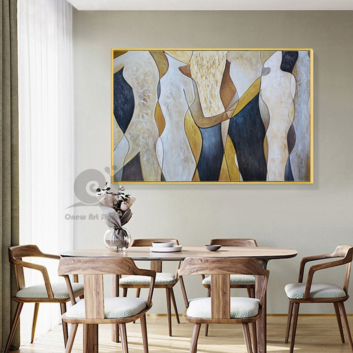 Original Abstract Canvas Wall Art, Large Geometric Figure Acrylic Painting on Canvas,modern Minimalist Artwork for Living Room,bedroom Decor