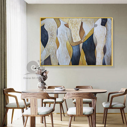 Original Abstract Canvas Wall Art, Large Geometric Figure Acrylic Painting on Canvas,modern Minimalist Artwork for Living Room,bedroom Decor