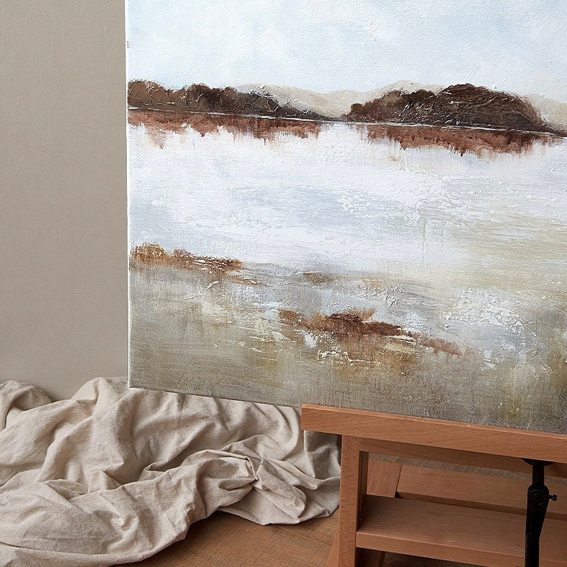 Large Abstract Seascape Oil Painting on Canvas, Original Ocean and Clouds Canvas Wall Art, Modern Coastal Painting for Living Room Bedroom