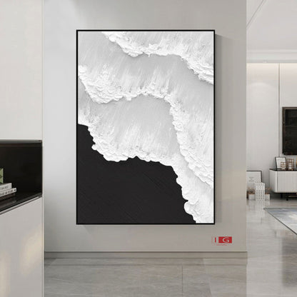 Black & White Abstract 3D Textured Painting – Minimalist Wall Art – Abstract Painting