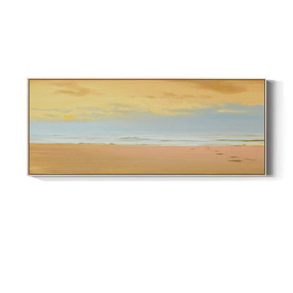 Large Abstract Beach and Clouds Canvas Art, Original Seascape Oil Painting on Canvas, Modern Minimalist Coastline Wall Art for Living Room