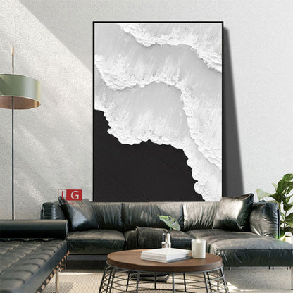 Black & White Abstract 3D Textured Painting – Minimalist Wall Art – Abstract Painting