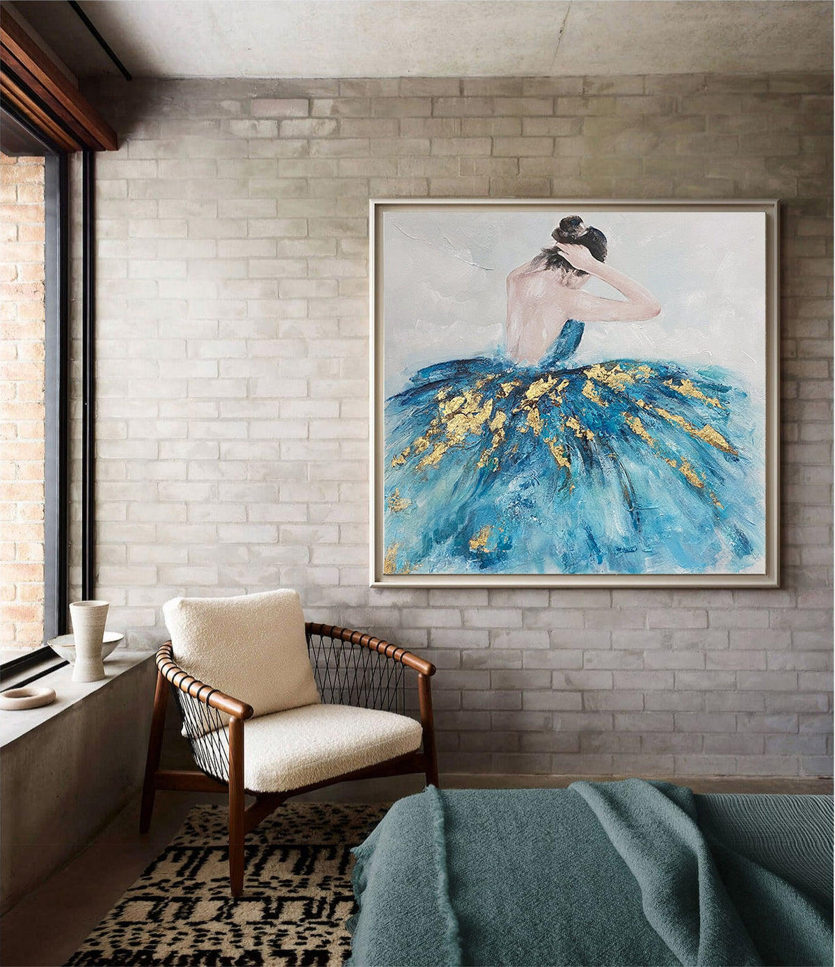 Abstract Ballerina Acrylic Painting on Canvas, Original Ballet Dancer Canvas Wall Art, Modern Ballerina Wall Art for Living Room, Home Décor