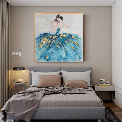 Abstract Ballerina Acrylic Painting on Canvas, Original Ballet Dancer Canvas Wall Art, Modern Ballerina Wall Art for Living Room, Home Décor