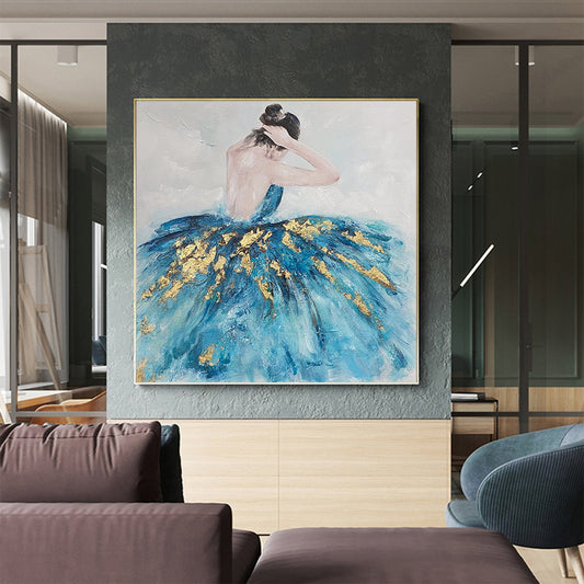 Abstract Ballerina Acrylic Painting on Canvas, Original Ballet Dancer Canvas Wall Art, Modern Ballerina Wall Art for Living Room, Home Décor