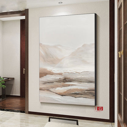 Beige Abstract Canvas Painting – Minimalist Landscape Wall Art – Abstract Painting