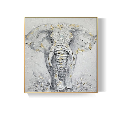 Abstract Elephant Oil Painting on Canvas, Original Hand-painted Elephant Canvas Wall Art, Modern Animal Wall Art for Living Room, Home Décor