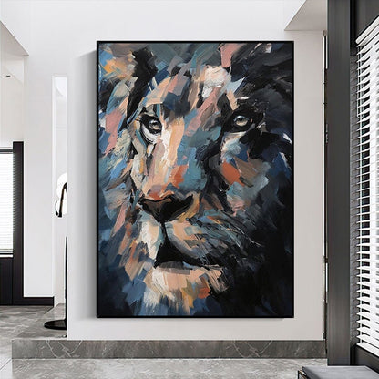 Original Lion Oil Painting on Canvas, Large Abstract Animal Canvas Wall Art, Modern Impressionist Lion Artwork for Living Room,bedroom Decor