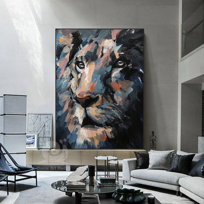 Original Lion Oil Painting on Canvas, Large Abstract Animal Canvas Wall Art, Modern Impressionist Lion Artwork for Living Room,bedroom Decor