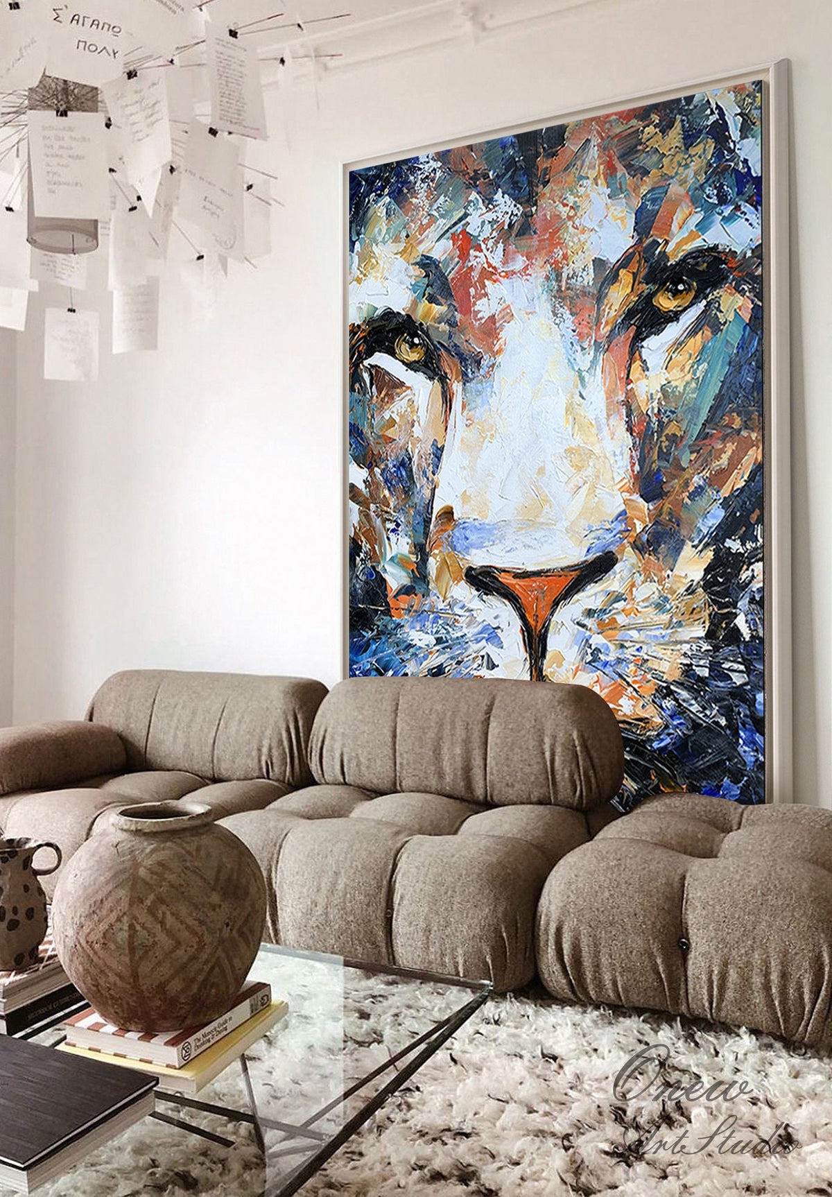Original Lion Oil Painting on Canvas, Large Abstract Animal Canvas Wall Art, Modern Impressionist Lion Artwork for Living Room,bedroom Decor