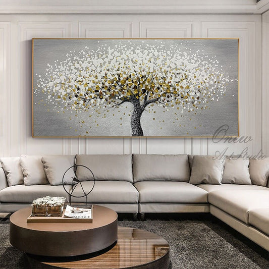 Large Abstract Tree Acrylic Painting on Canvas, Original Handmade Canvas Wall Art, Modern Textured Wall Art for Living Room, Bedroom Décor