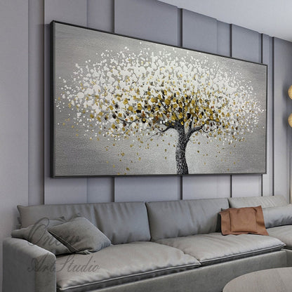 Large Abstract Tree Acrylic Painting on Canvas, Original Handmade Canvas Wall Art, Modern Textured Wall Art for Living Room, Bedroom Décor