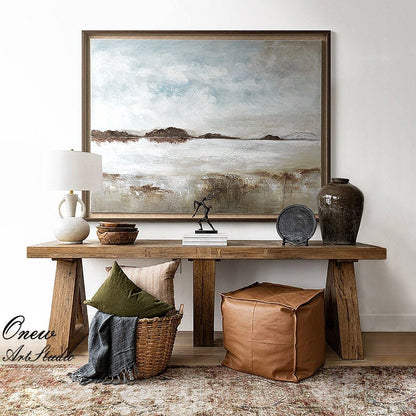 Large Abstract Seascape Oil Painting on Canvas, Original Ocean and Clouds Canvas Wall Art, Modern Coastal Painting for Living Room Bedroom