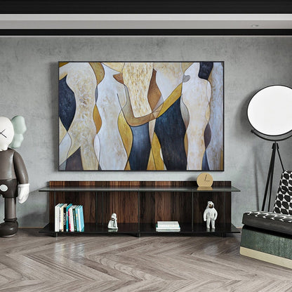 Original Abstract Canvas Wall Art, Large Geometric Figure Acrylic Painting on Canvas,modern Minimalist Artwork for Living Room,bedroom Decor