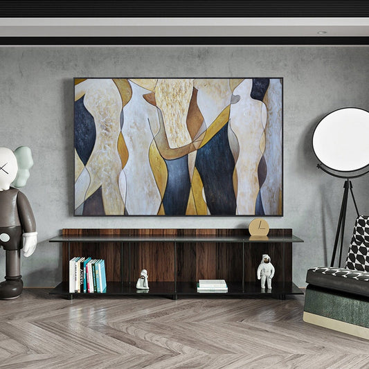 Original Abstract Canvas Wall Art, Large Geometric Figure Acrylic Painting on Canvas,modern Minimalist Artwork for Living Room,bedroom Decor