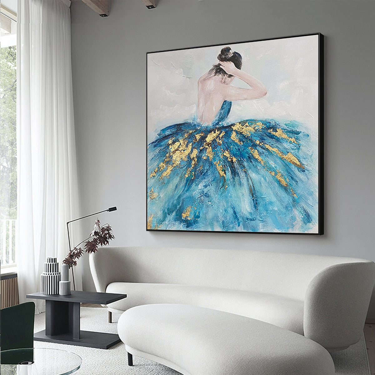 Abstract Ballerina Acrylic Painting on Canvas, Original Ballet Dancer Canvas Wall Art, Modern Ballerina Wall Art for Living Room, Home Décor
