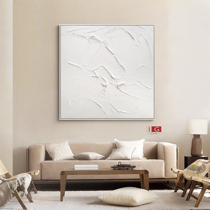 White Textured Painting – Large Abstract Plaster Wall Art – Abstract Painting