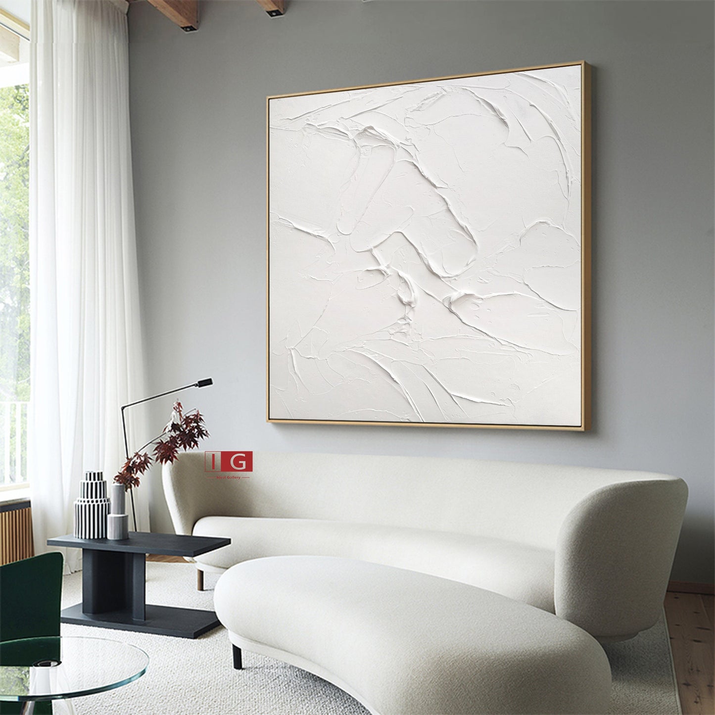 White Textured Painting – Large Abstract Plaster Wall Art – Abstract Painting