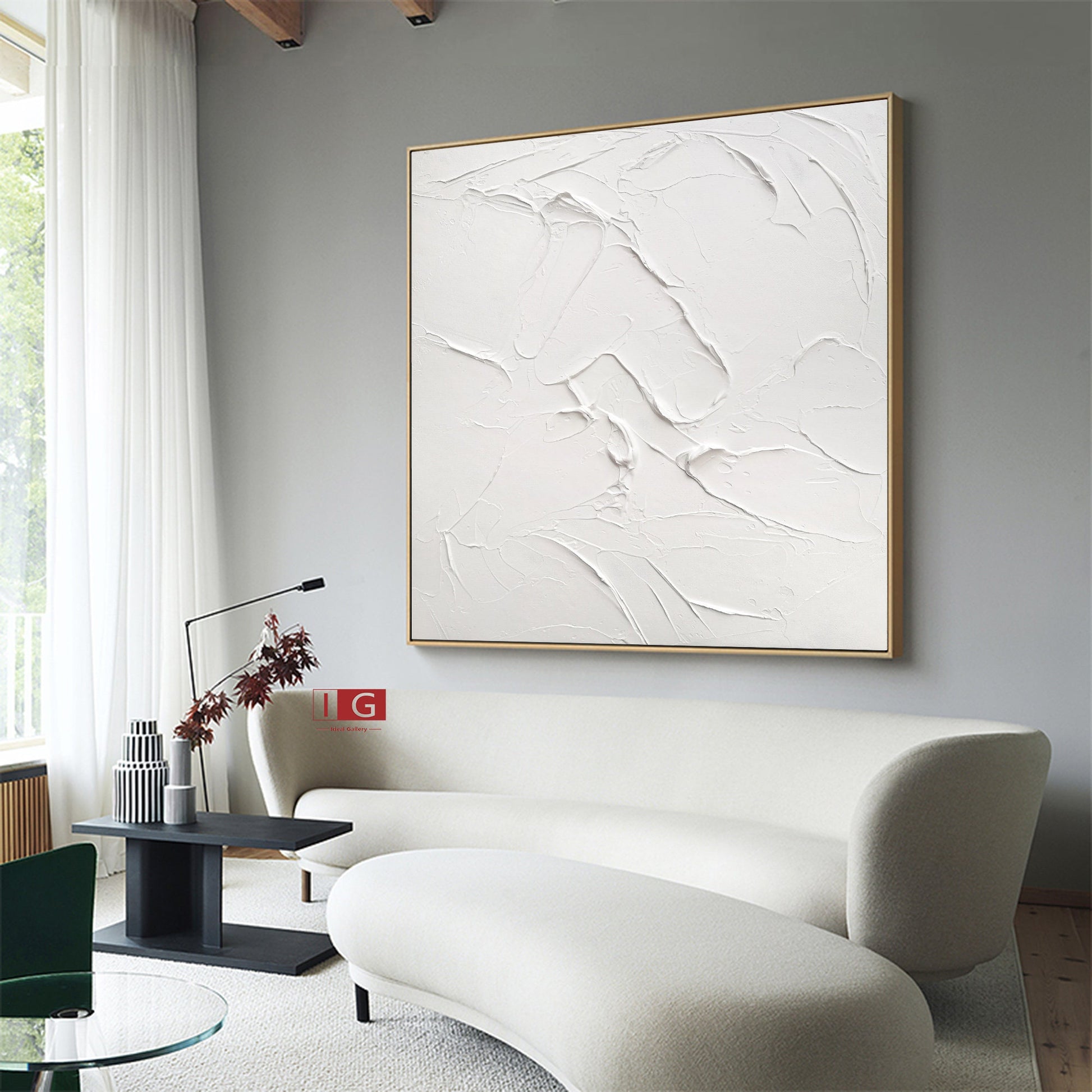 White Textured Painting – Large Abstract Plaster Wall Art – Abstract Painting