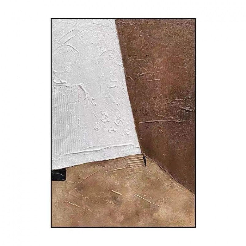 Large Abstract Oil Painting on Canvas, Original Brown and White Canvas Wall Art, Modern Minimalist Wall Art for Living Room, Bedroom Decor