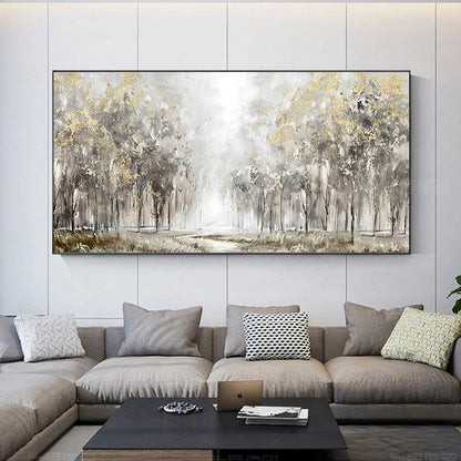 Large Abstract Trees Oil Painting on Canvas, Original Landscape Canvas Wall Art, Modern Forest Wall Art for Living Room, Bedroom Decor