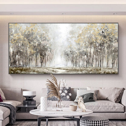 Large Abstract Trees Oil Painting on Canvas, Original Landscape Canvas Wall Art, Modern Forest Wall Art for Living Room, Bedroom Decor