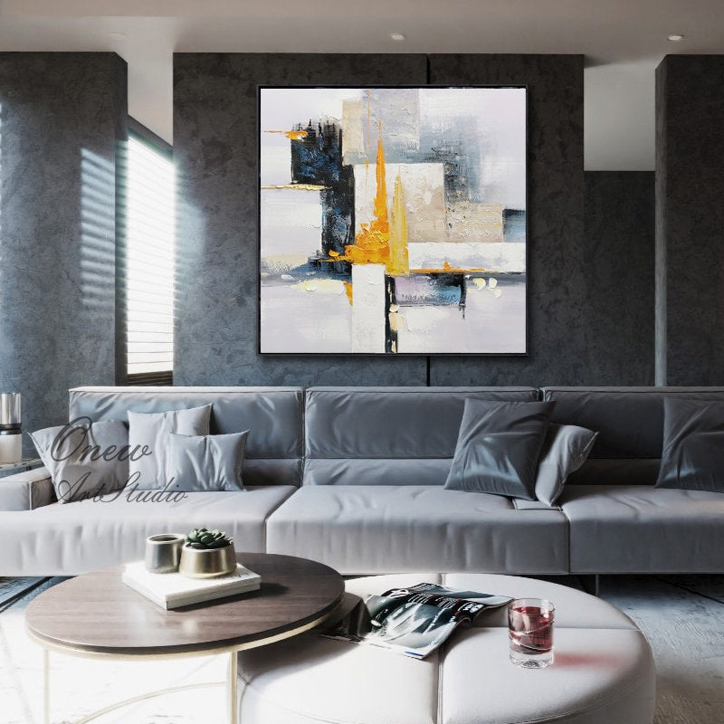 Large Abstract Oil Painting on Canvas, Original Hand-painted Canvas Wall Art, Modern Minimalist Textured Wall Art for Living Room,home Décor