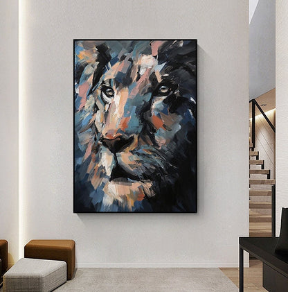 Original Lion Oil Painting on Canvas, Large Abstract Animal Canvas Wall Art, Modern Impressionist Lion Artwork for Living Room,bedroom Decor