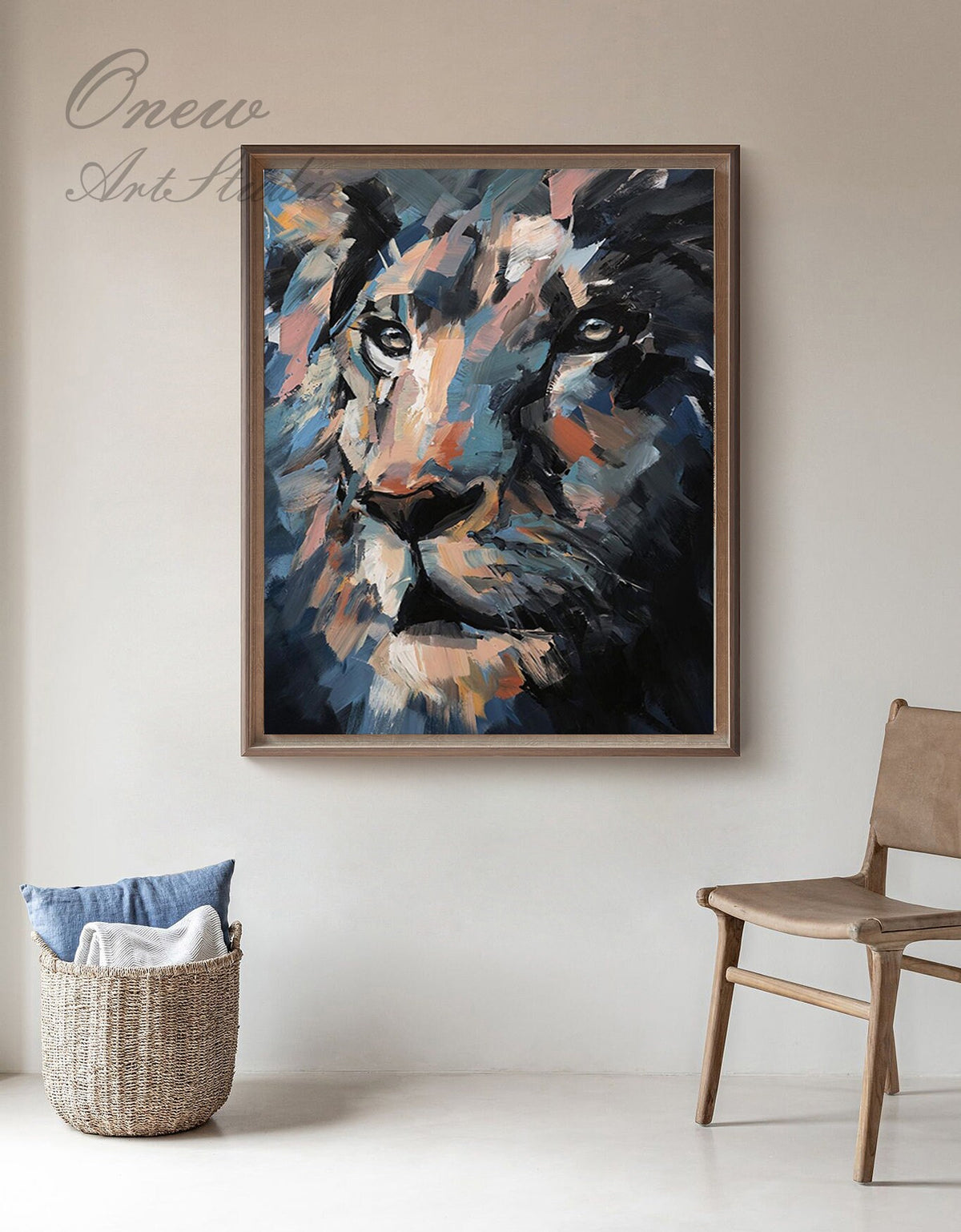 Original Lion Oil Painting on Canvas, Large Abstract Animal Canvas Wall Art, Modern Impressionist Lion Artwork for Living Room,bedroom Decor