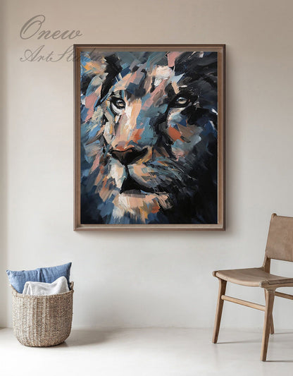 Original Lion Oil Painting on Canvas, Large Abstract Animal Canvas Wall Art, Modern Impressionist Lion Artwork for Living Room,bedroom Decor