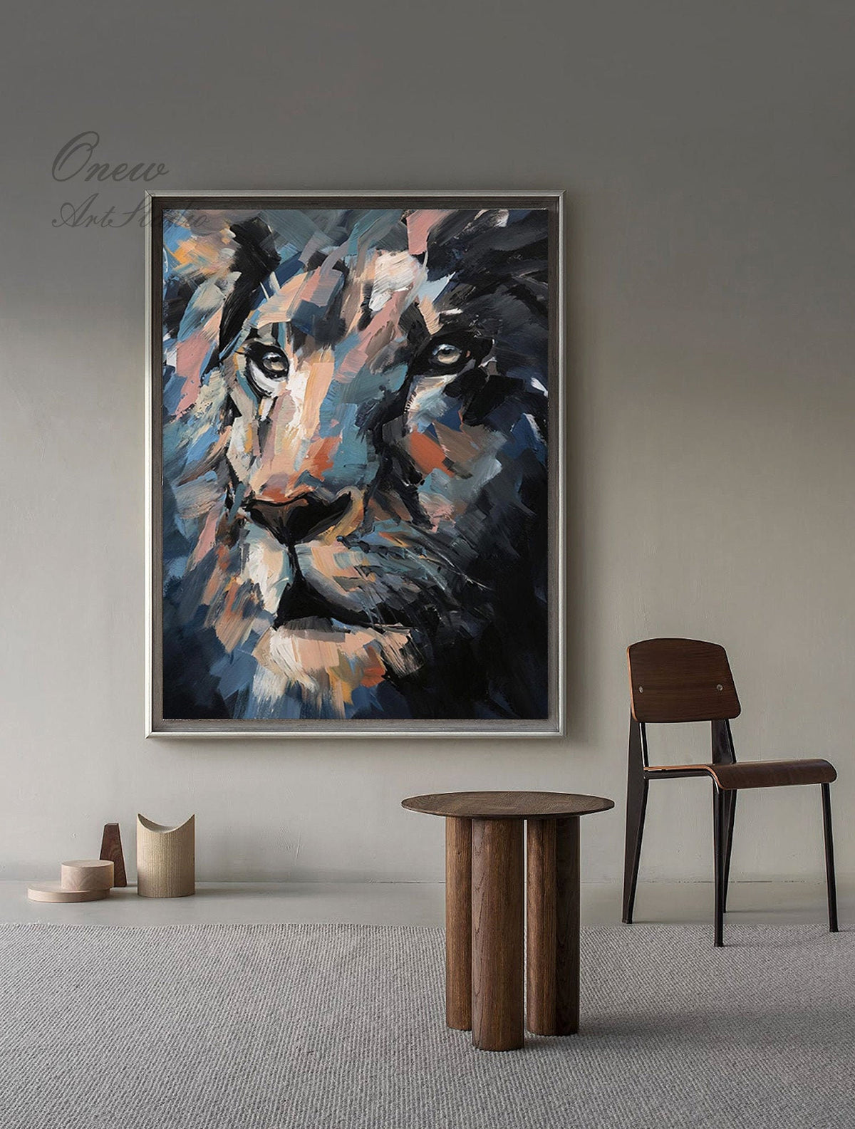 Original Lion Oil Painting on Canvas, Large Abstract Animal Canvas Wall Art, Modern Impressionist Lion Artwork for Living Room,bedroom Decor