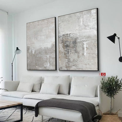 Beige Abstract Painting Set of 2 – Minimalist Wall Art
