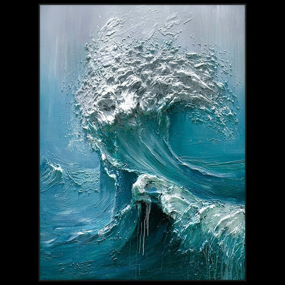 Abstract Ocean Waves Canvas Wall Art, Original Seascape Oil Painting on Canvas, Modern Textured Sea Waves Wall Art for Living Room Bedroom