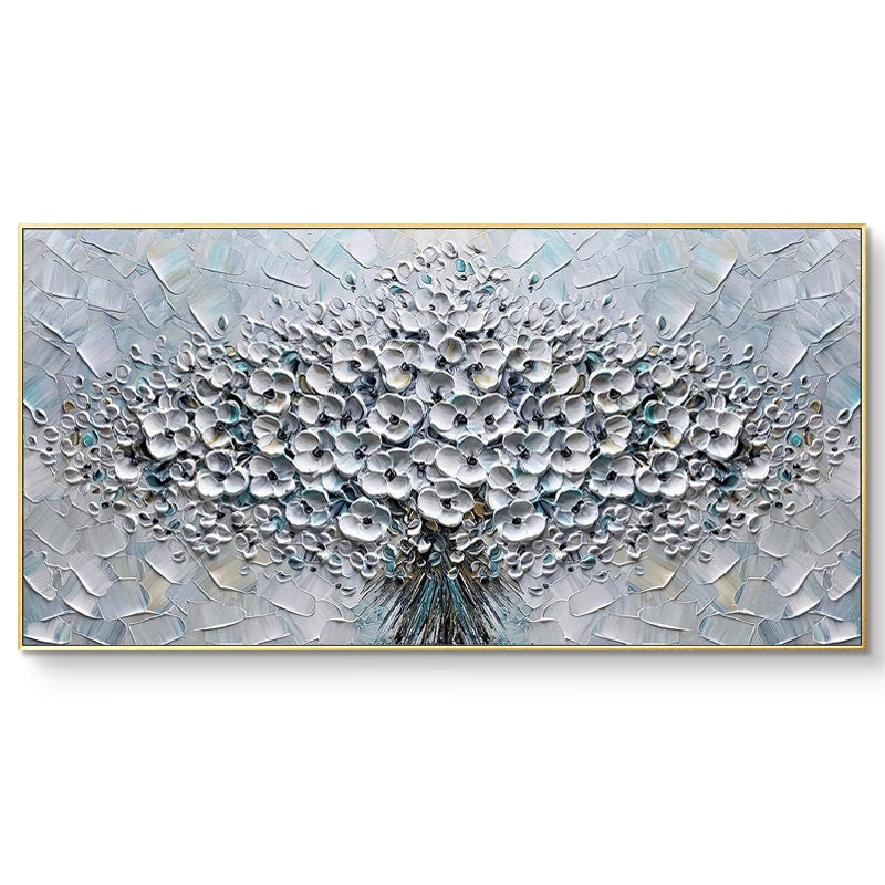 Large Abstract Flower Canvas Wall Art, Original Hand-painted Flower Oil Painting on Canvas, Modern Textured Floral Painting for Living Room