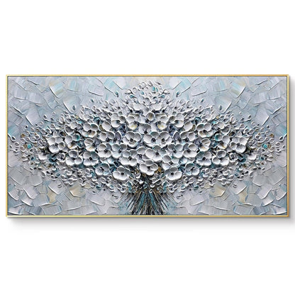 Large Abstract Flower Canvas Wall Art, Original Hand-painted Flower Oil Painting on Canvas, Modern Textured Floral Painting for Living Room