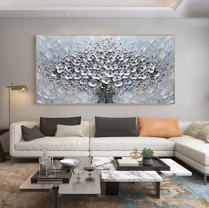 Large Abstract Flower Canvas Wall Art, Original Hand-painted Flower Oil Painting on Canvas, Modern Textured Floral Painting for Living Room