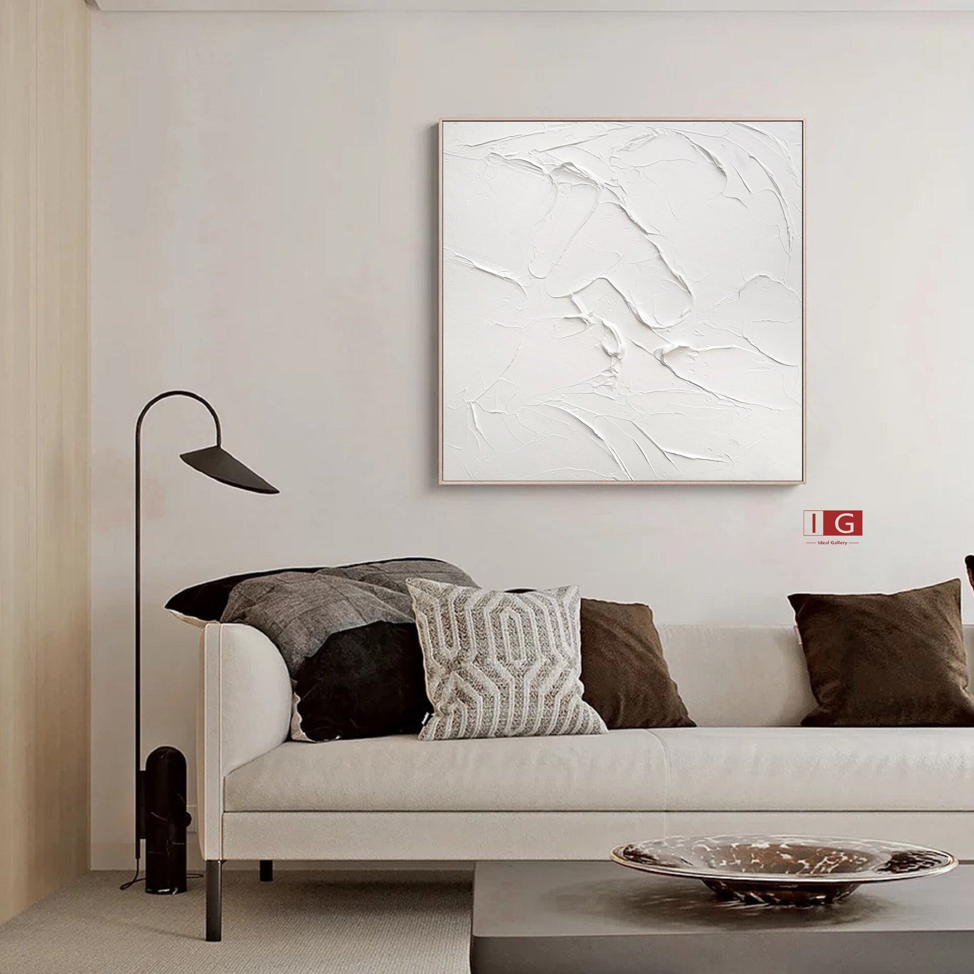 White Textured Painting – Large Abstract Plaster Wall Art – Abstract Painting