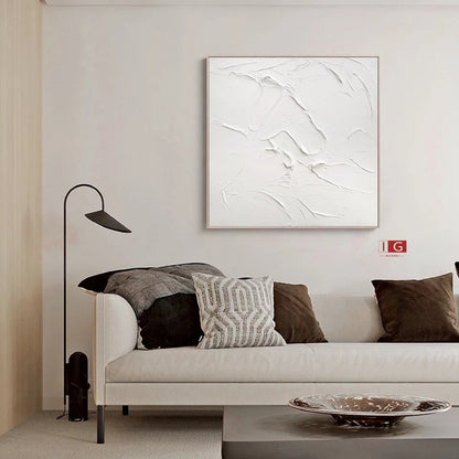White Textured Painting – Large Abstract Plaster Wall Art – Abstract Painting