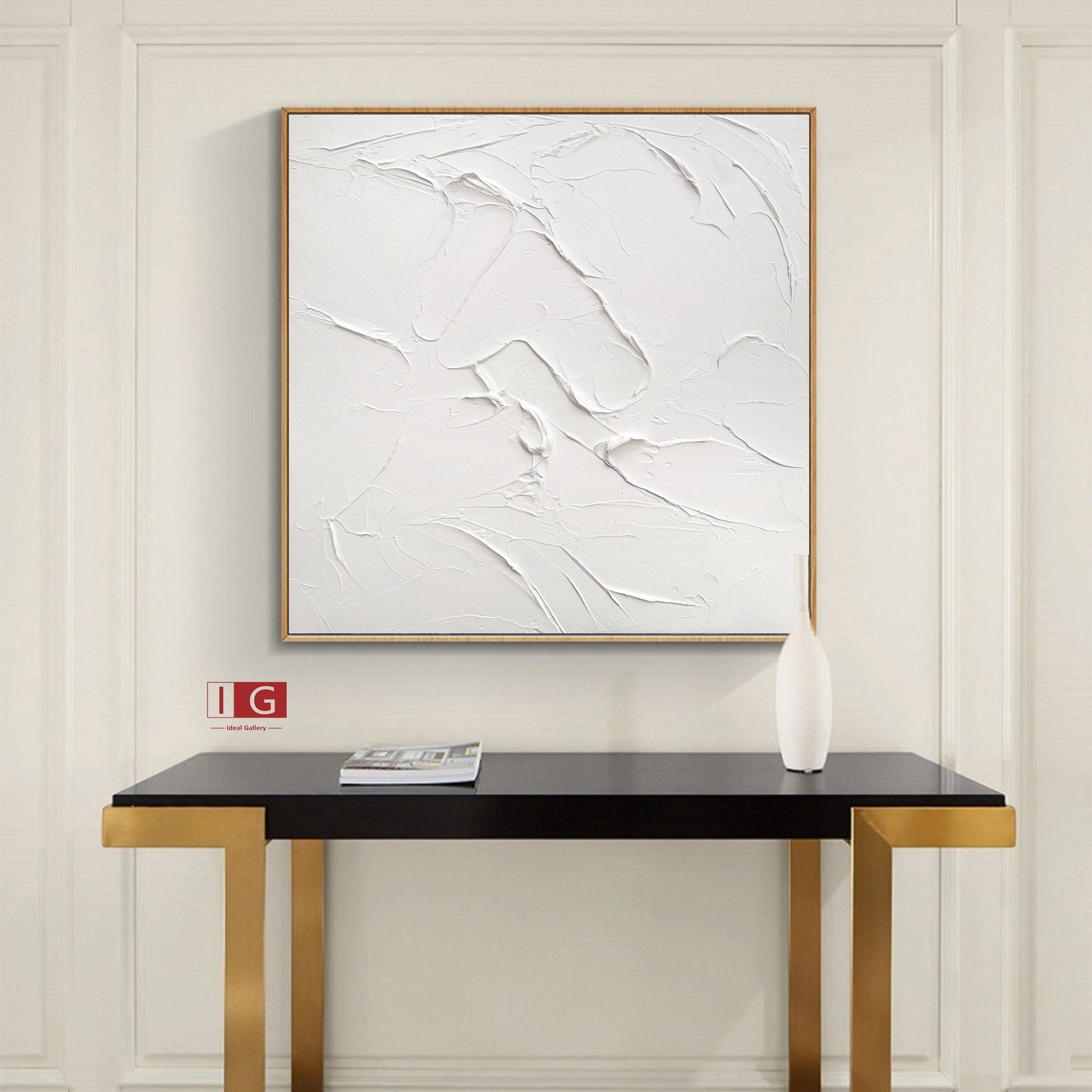 White Textured Painting – Large Abstract Plaster Wall Art – Abstract Painting