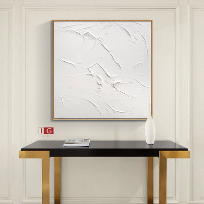 White Textured Painting – Large Abstract Plaster Wall Art – Abstract Painting