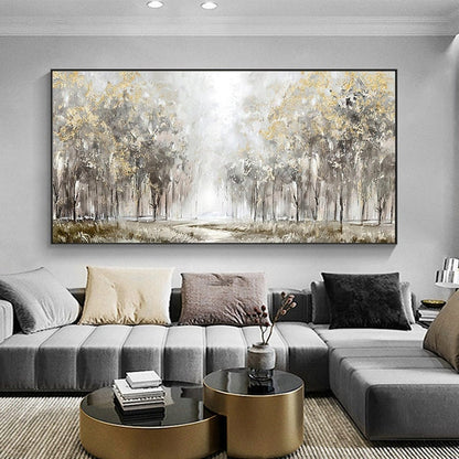 Large Abstract Trees Oil Painting on Canvas, Original Landscape Canvas Wall Art, Modern Forest Wall Art for Living Room, Bedroom Decor