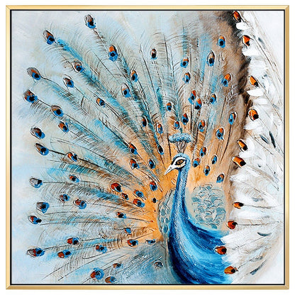 Original Hand-painted Peacock Oil Painting on Canvas, Large Abstract Peacock Canvas Wall Art, Modern Animal Wall Art for Living Room Bedroom