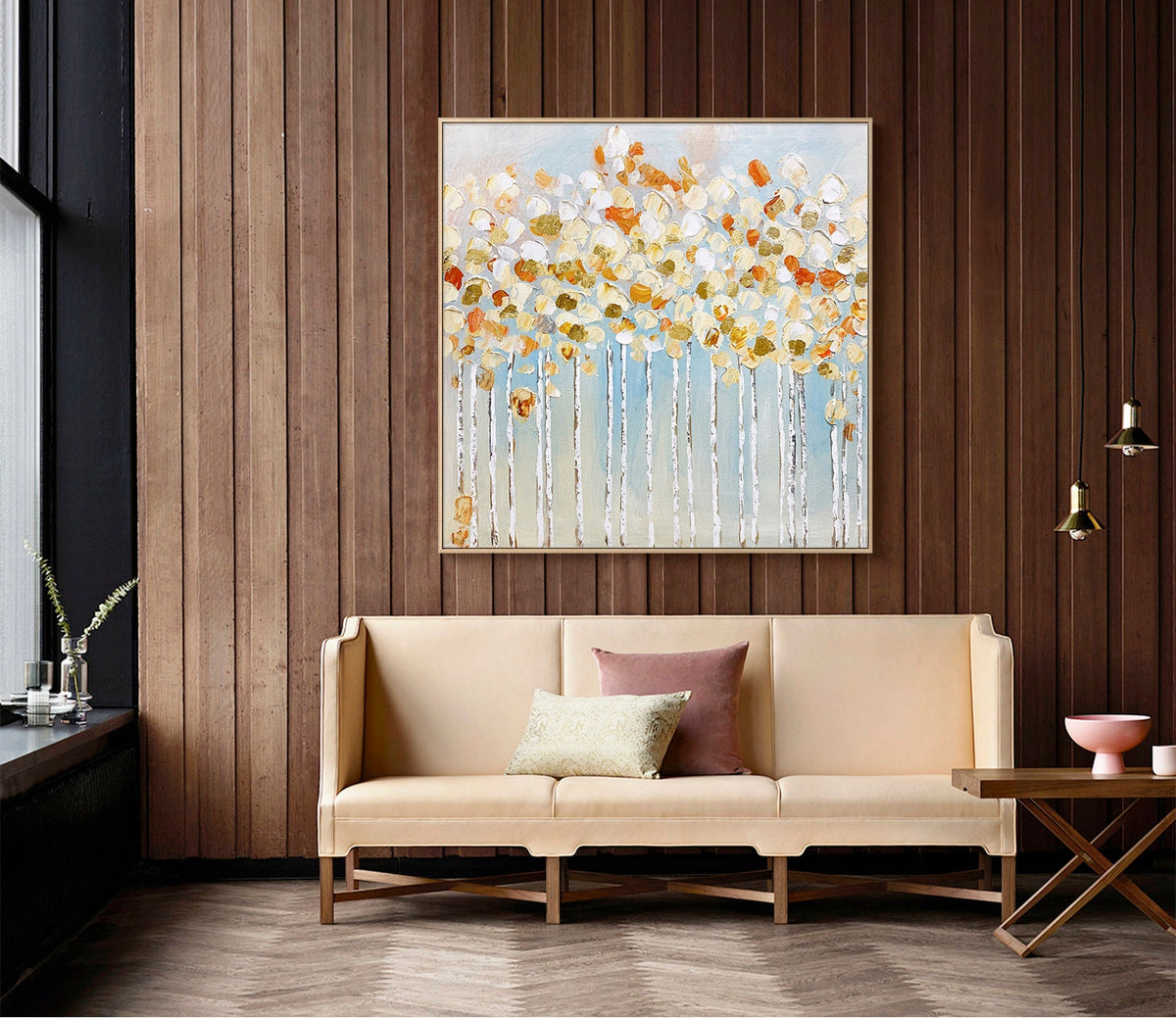 Large Abstract Tree Canvas Wall Art, Original Forest Oil Painting on Canvas, Modern Minimalist Trees Painting for Living Room, Bedroom Décor